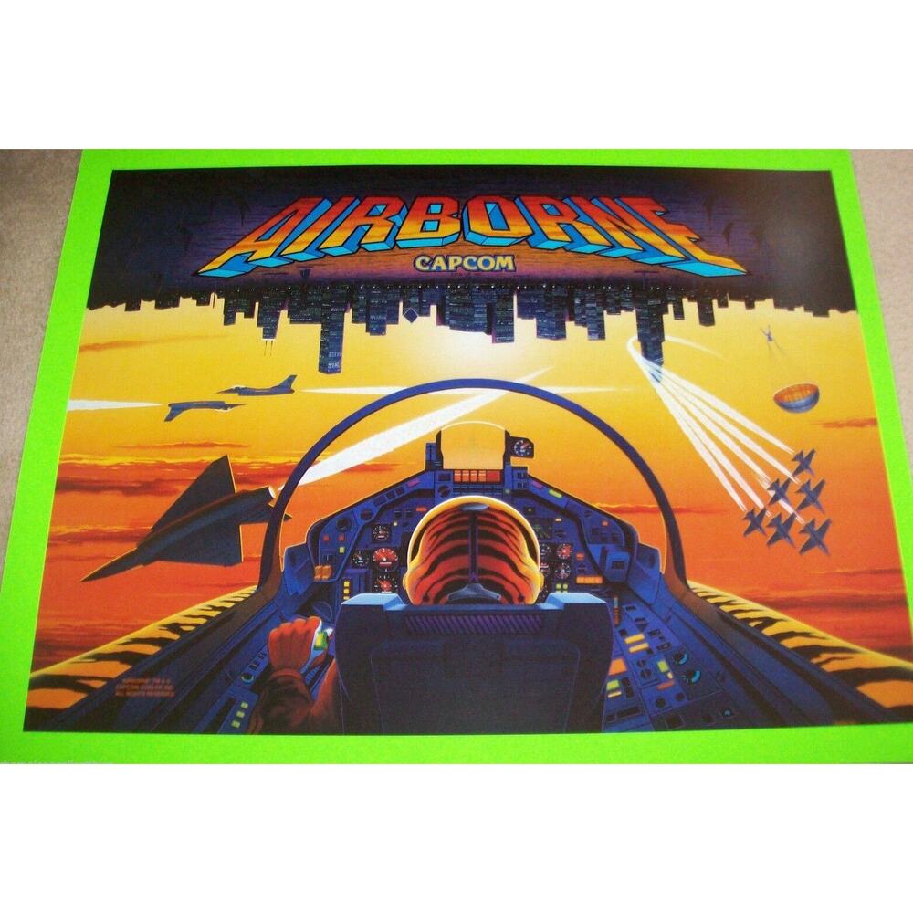Airborne Original Pinball Machine Translite Military Aircraft Art Vintage